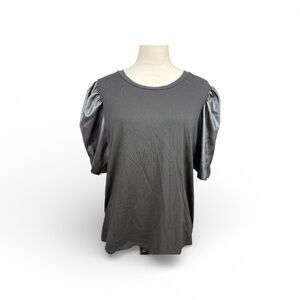 Michael Kors black faux leather puff sleeve top size 2XL